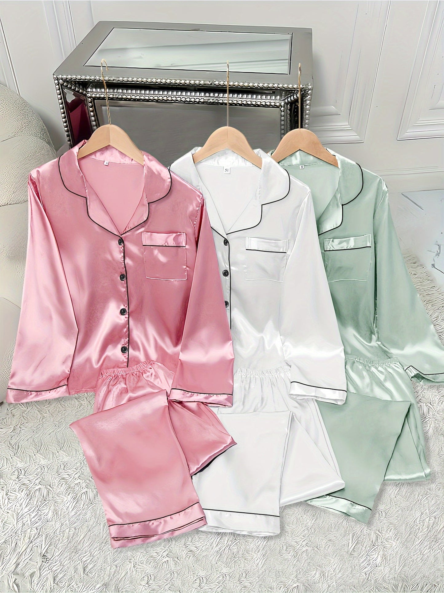 Women's Pajama Set - Satin Long Sleeve – view 8