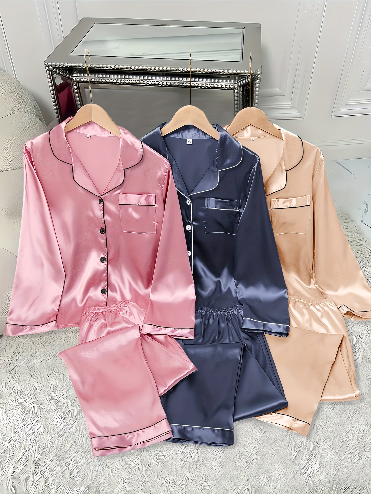 Women's Pajama Set - Satin Long Sleeve – view 9