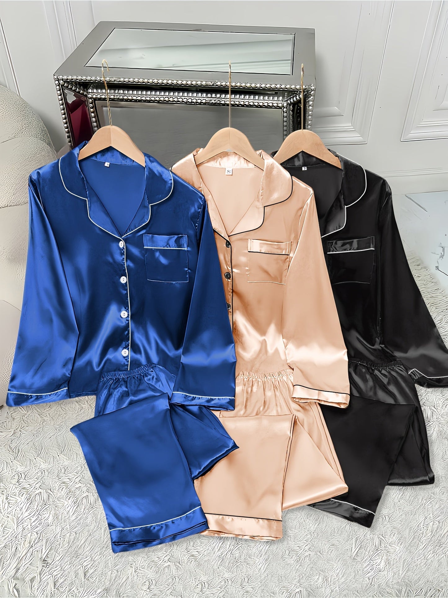 Women's Pajama Set - Satin Long Sleeve – view 10