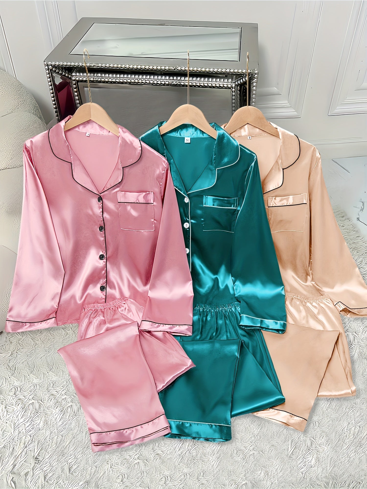 Women's Pajama Set - Satin Long Sleeve – view 13
