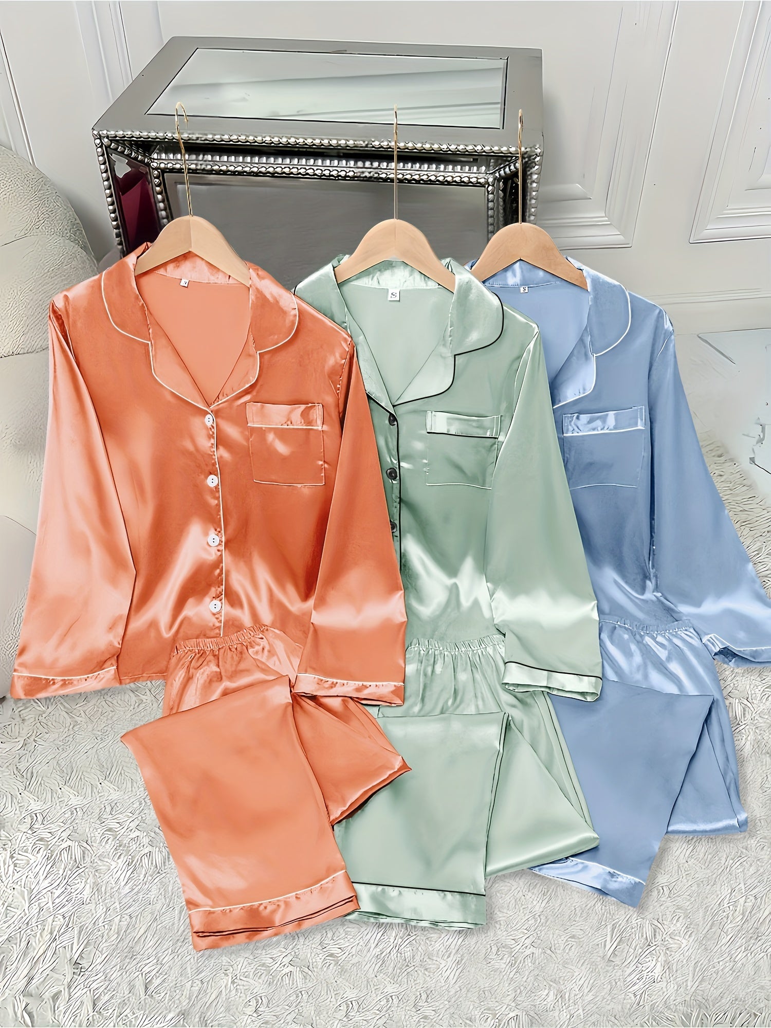 Women's Pajama Set - Satin Long Sleeve – view 15