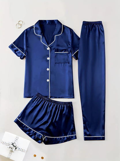 Women's Pajama Set - Satin Short Sleeve – view 7