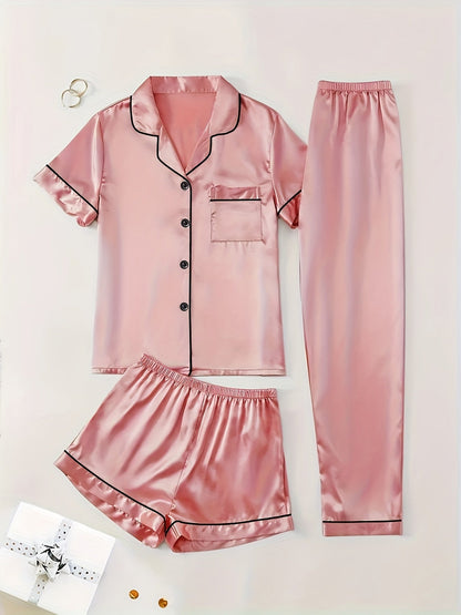 Women's Pajama Set - Satin Short Sleeve – view 13