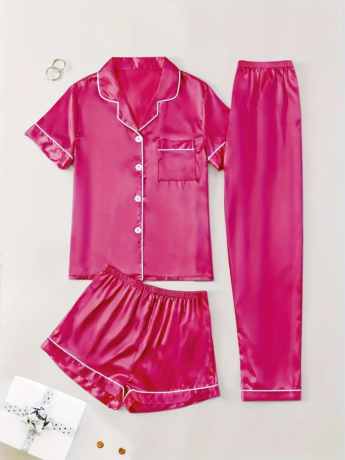 Women's Pajama Set - Satin Short Sleeve – view 15