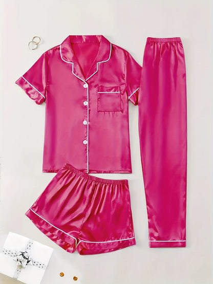 Women's Pajama Set - Satin Short Sleeve – view 15