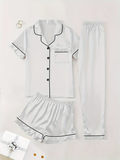 Women's Pajama Set - Satin Short Sleeve – view 16