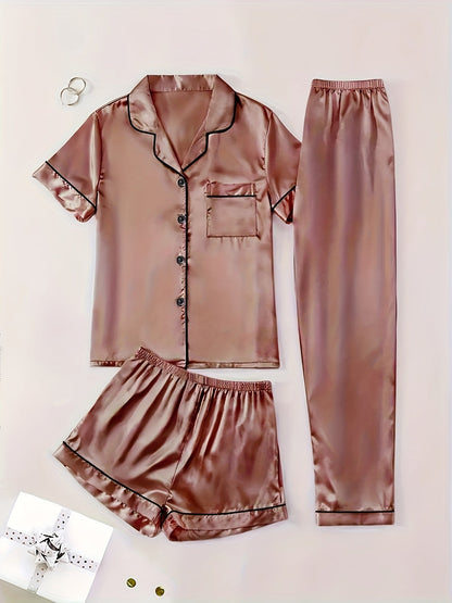 Women's Pajama Set - Satin Short Sleeve – view 17