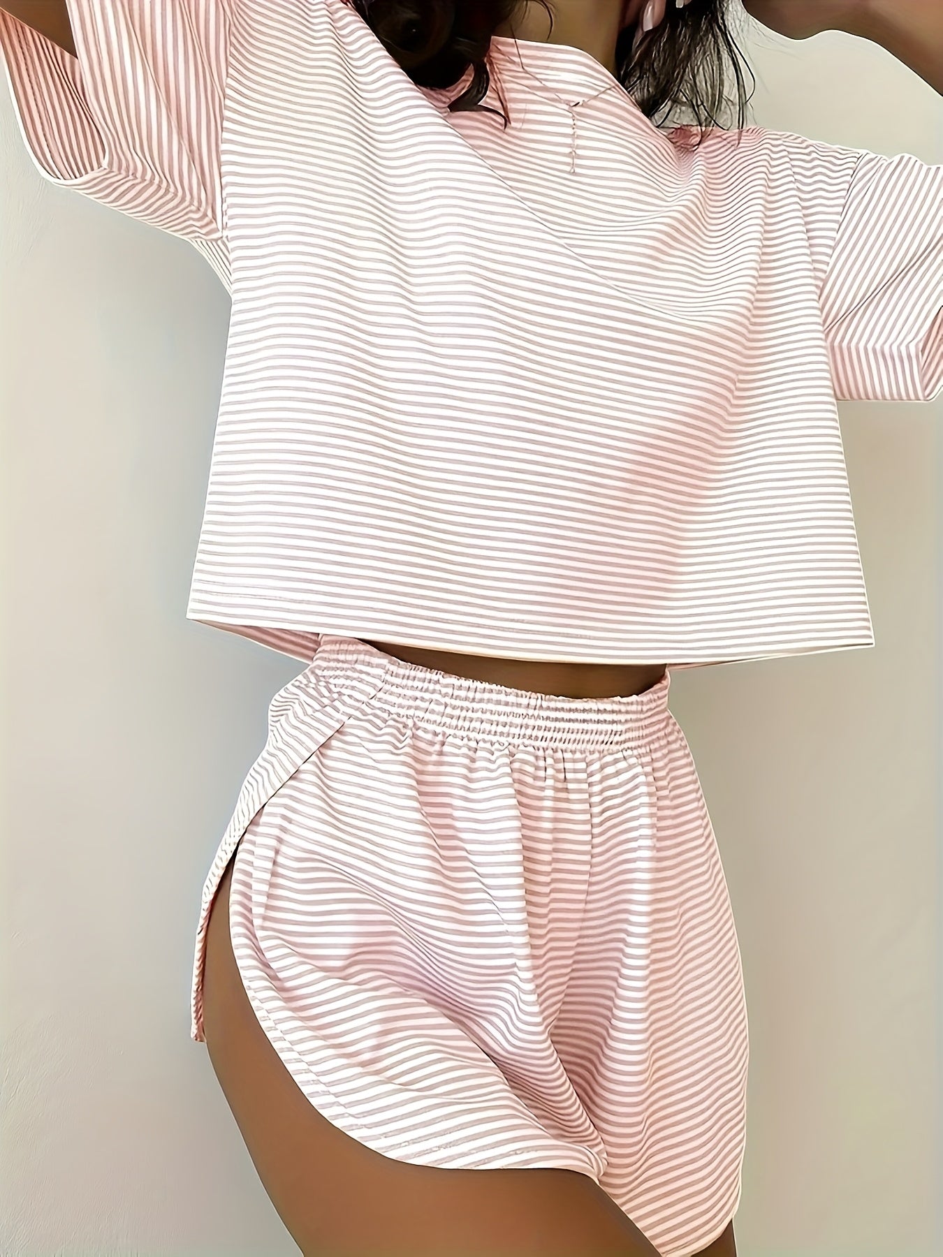Women's Pajama Set - Striped Graphic – view 7