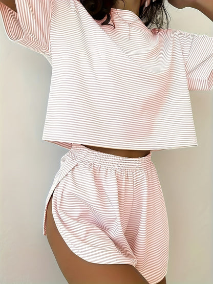Women's Pajama Set - Striped Graphic – view 7