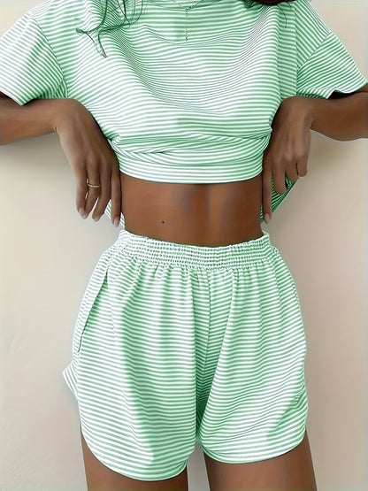 Women's Pajama Set - Striped Graphic – view 8