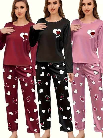 Women's Pajama Set – Women's Mixed colors Polyester Printed Long-Sleeve Pants – main product image