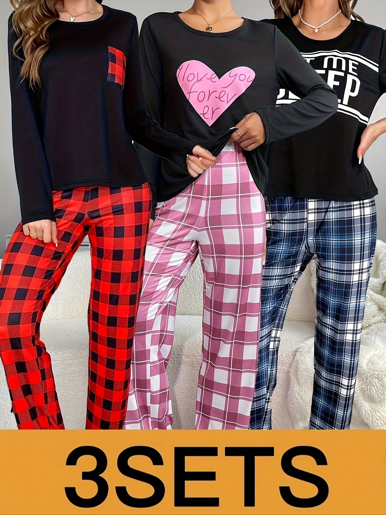 Women's Pajama Set – Women's Mixed colors Polyester Printed Pants – view 6