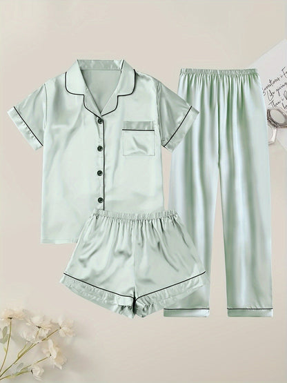 Women's Pajama Set – Women's Viridity Satin Short-Sleeve Pants – view 11