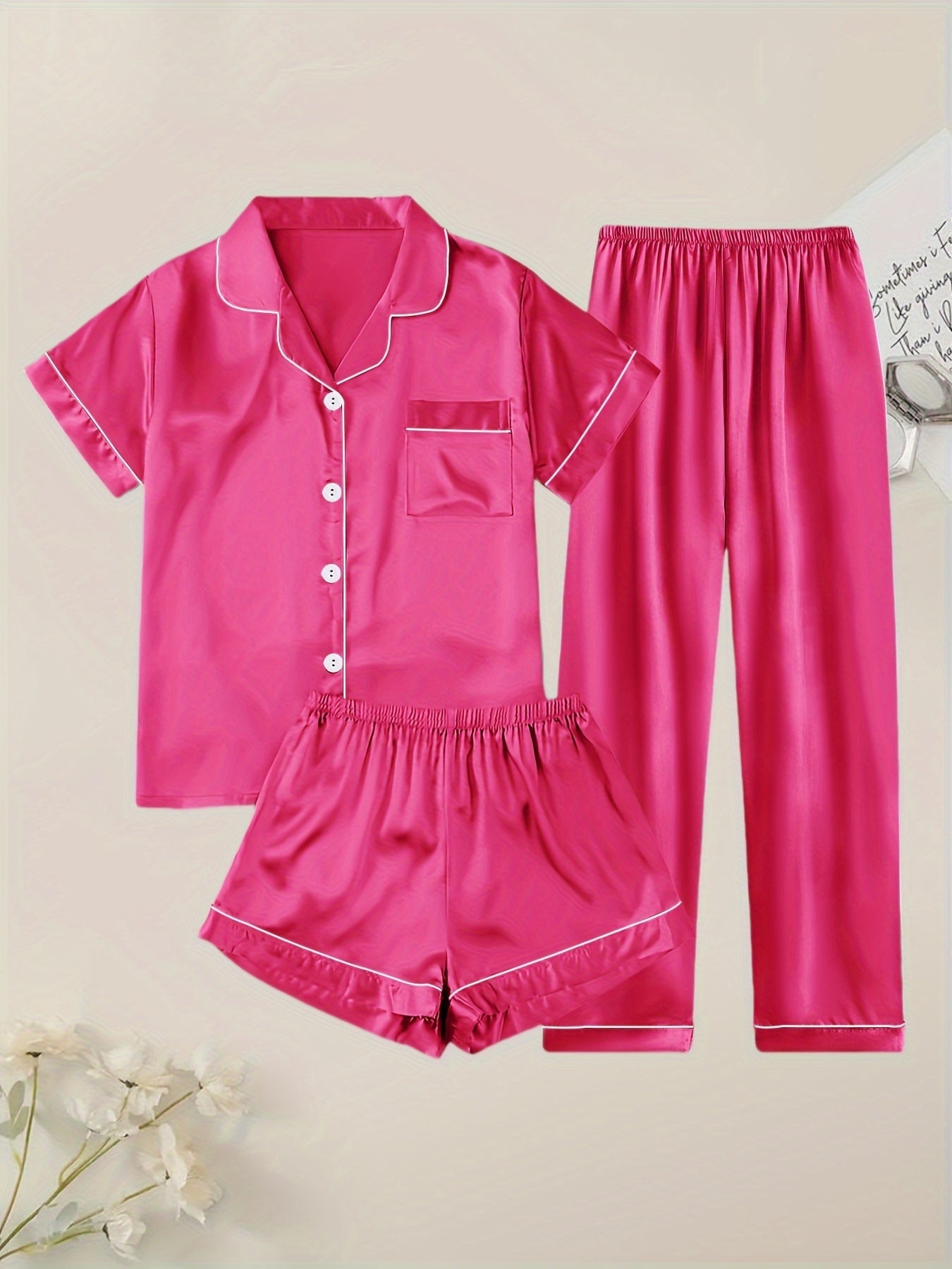 Women's Pajama Set – Women's Viridity Satin Short-Sleeve Pants – view 17