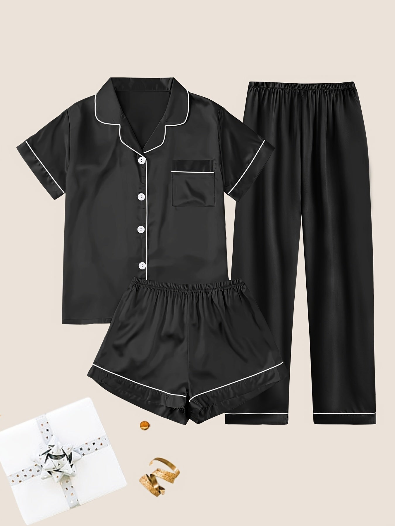 Women's Pajama Set – Women's Viridity Satin Short-Sleeve Pants – view 21