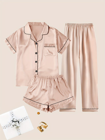 Women's Pajama Set – Women's Viridity Satin Short-Sleeve Pants – view 23