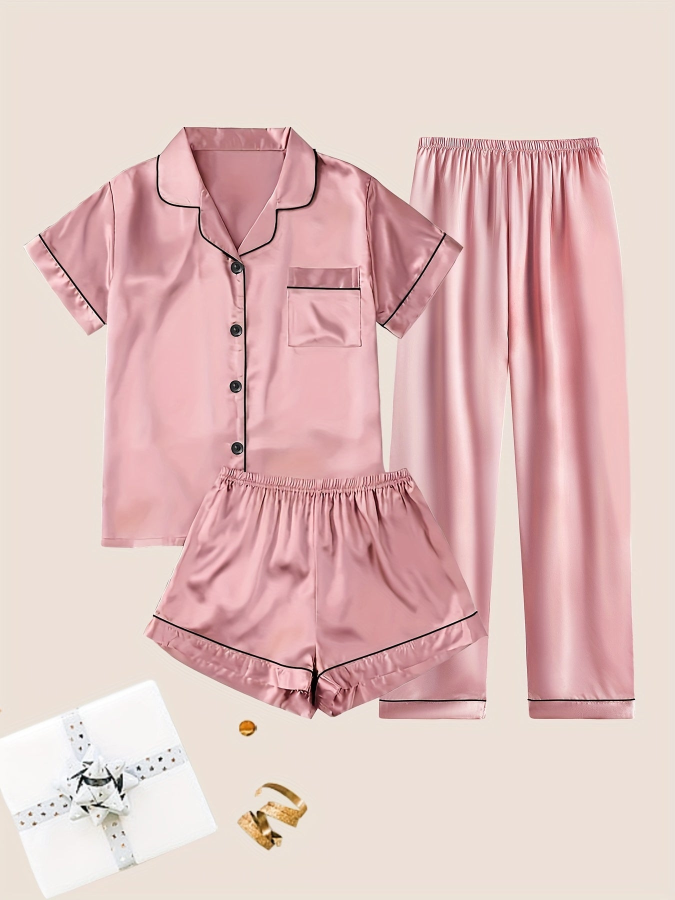 Women's Pajama Set – Women's Viridity Satin Short-Sleeve Pants – view 26