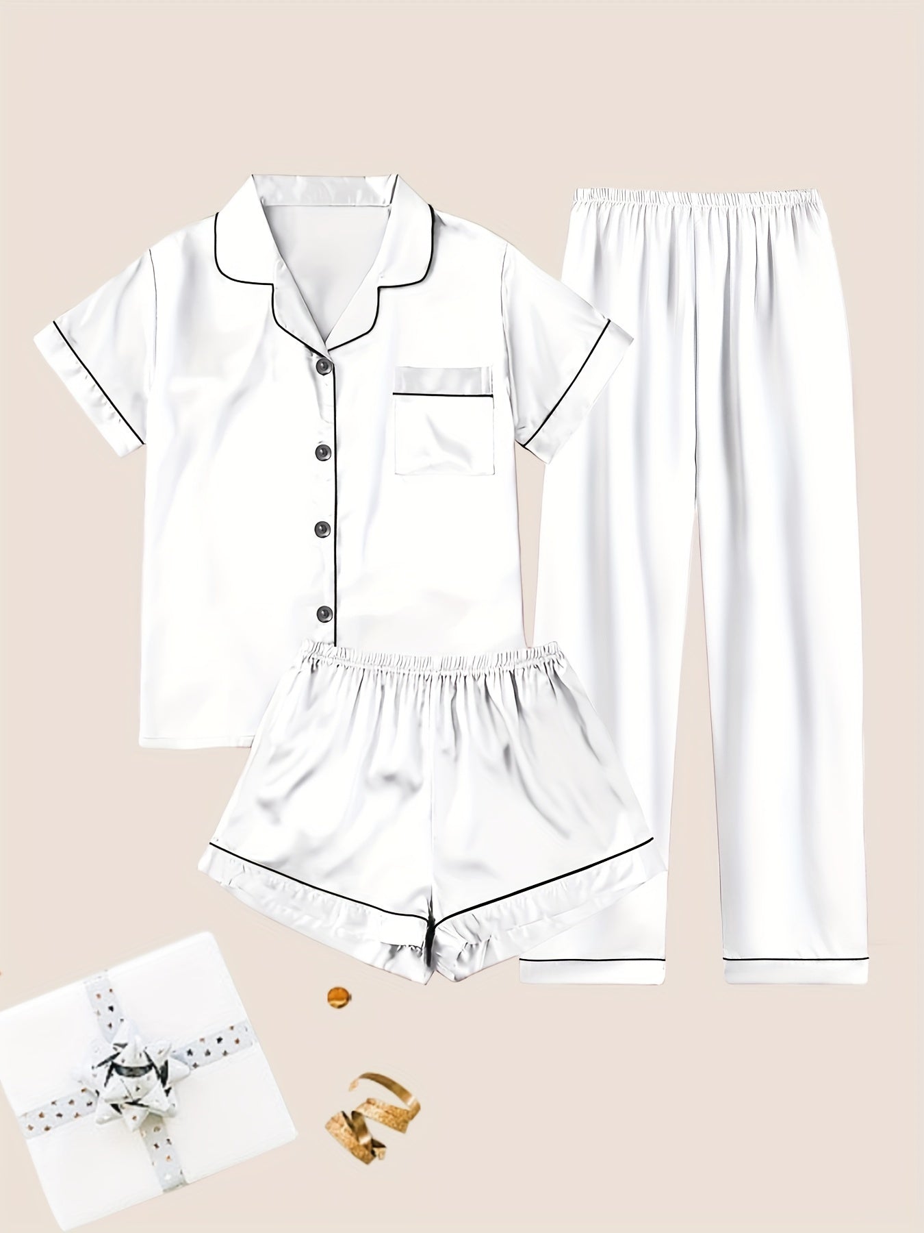 Women's Pajama Set – Women's Viridity Satin Short-Sleeve Pants – view 29