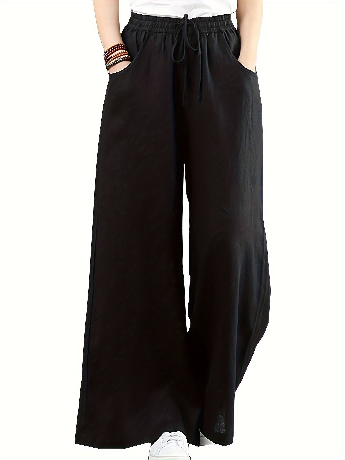 Women's Palazzo Pants - Drawstring Waist Wide leg 52 detail view