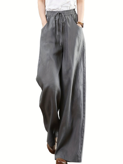 Women's Palazzo Pants - Drawstring Waist Wide leg 52 detail view