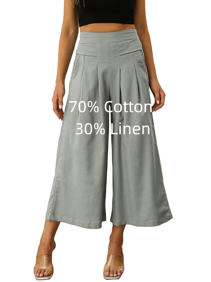 Women's Palazzo Pants - Elastic Waist Wide leg detail view