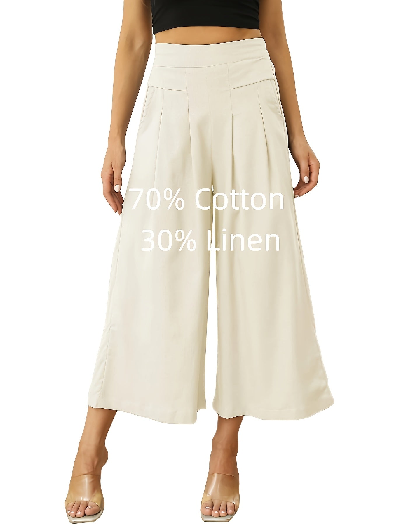 Women's Palazzo Pants - Elastic Waist Wide leg detail view
