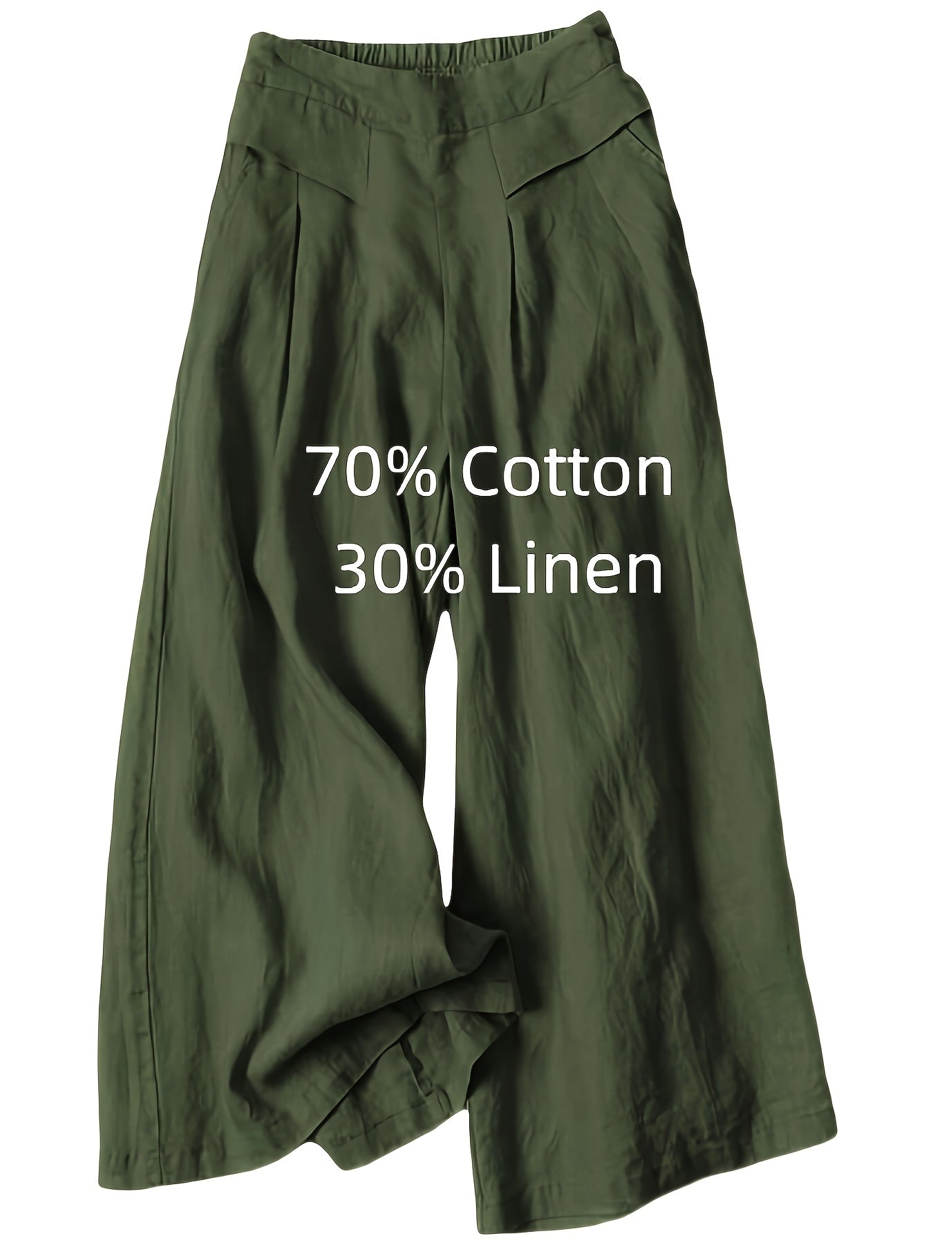 Women's Palazzo Pants - Elastic Waist Wide leg – green option – view 2