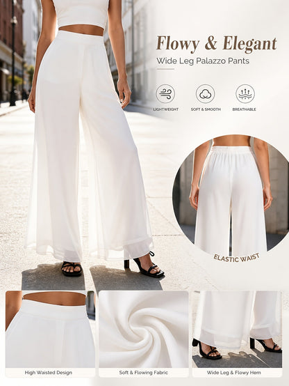 Women's Palazzo Pants - High Waist Wide leg 56 detail view