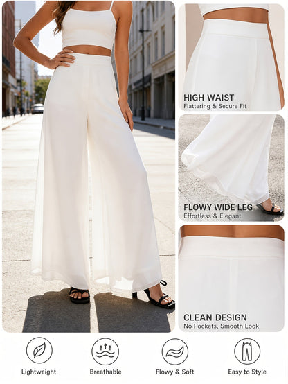 Women's Palazzo Pants - High Waist Wide leg 56 detail view