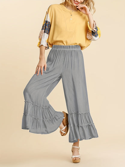 Women's Palazzo Pants - High Waist Wide leg detail view