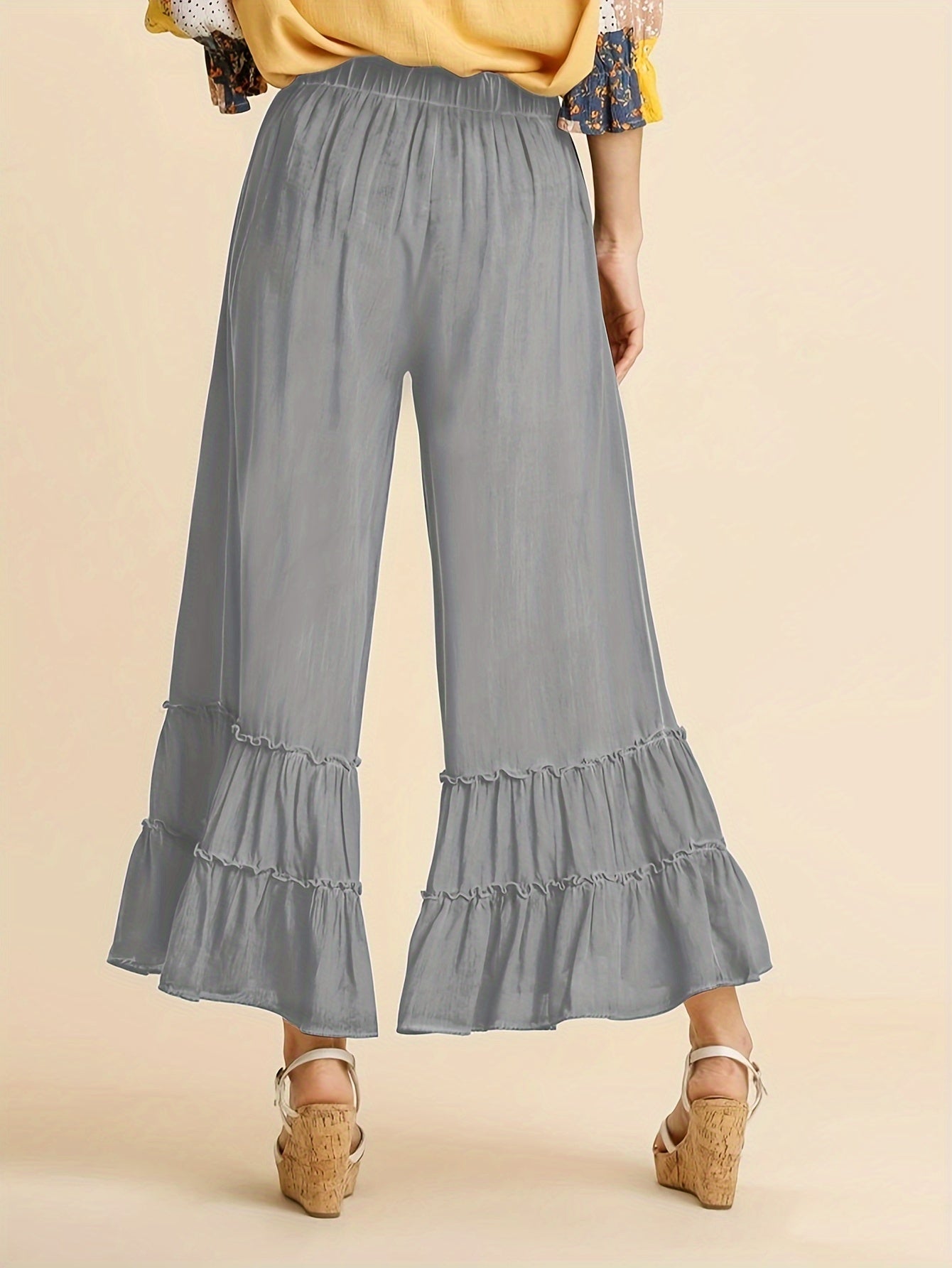Women's Palazzo Pants - High Waist Wide leg detail view