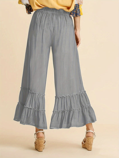 Women's Palazzo Pants - High Waist Wide leg detail view
