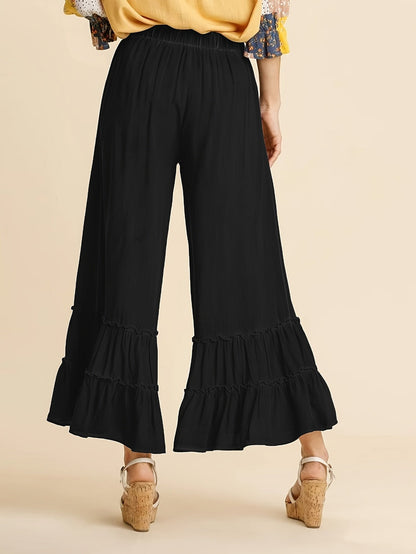 Women's Palazzo Pants - High Waist Wide leg detail view