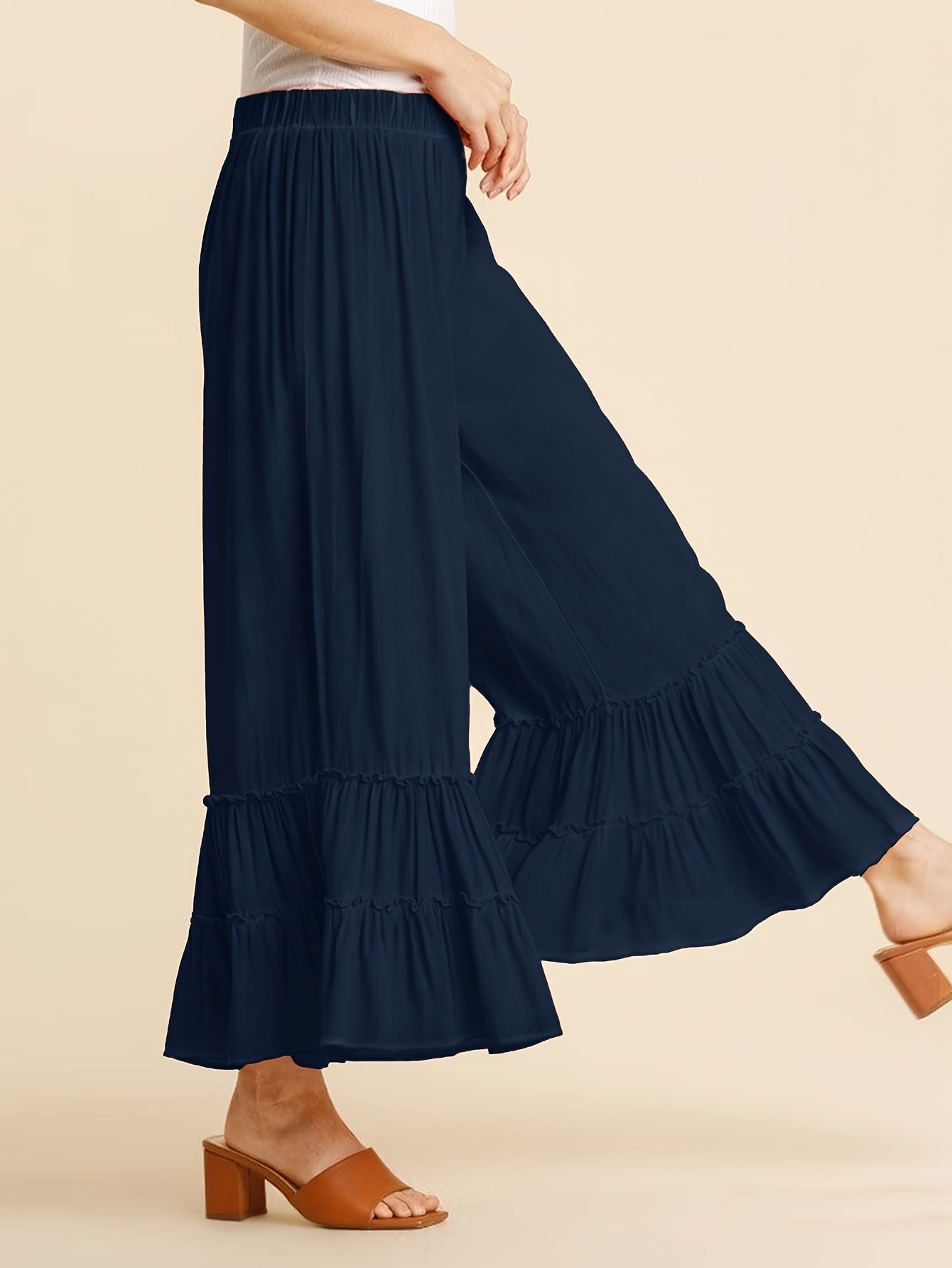 Women's Palazzo Pants - High Waist Wide leg detail view