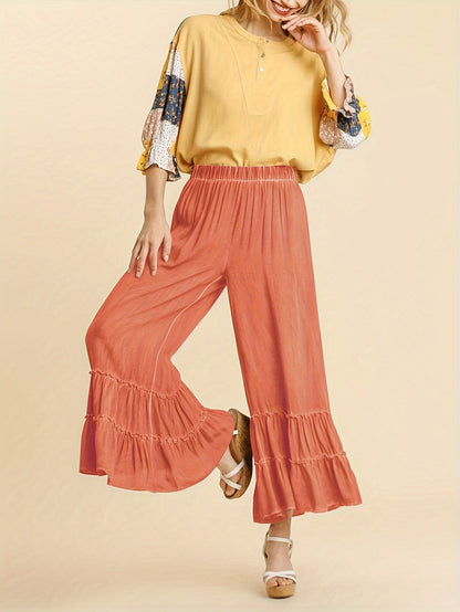 Women's Palazzo Pants - High Waist Wide leg – Black option – view 4