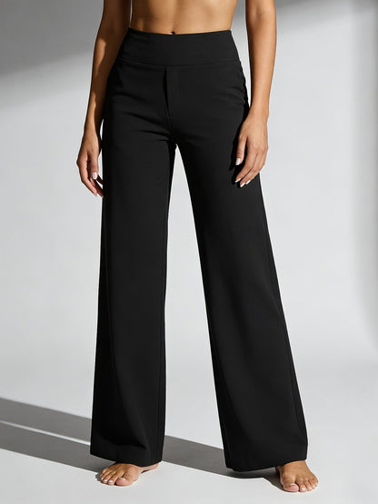 Women's Pants - High-Waist Fit – Black & gray & coffee Color detail view