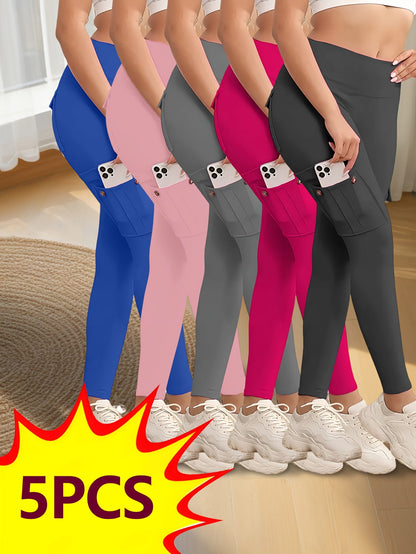Women's Pants - High-Waist Fit – Black & Navy Blue & Pink & Gray & Red detail view
