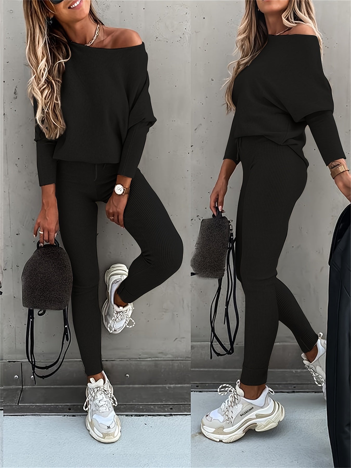 Women's Pants - High-Waist Fit – Black / Grey detail view