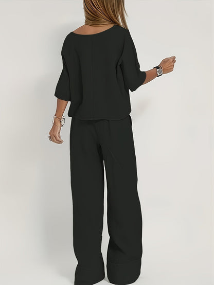 Women's Pants - High-Waist Fit – Black / Khaki detail view