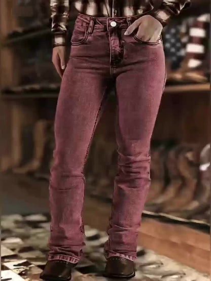 Women's Pants - High-Waist Fit – Maroon – view 3