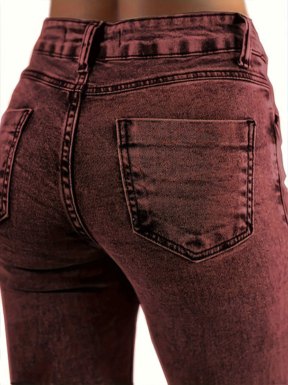 Women's Pants - High-Waist Fit – Maroon – view 5