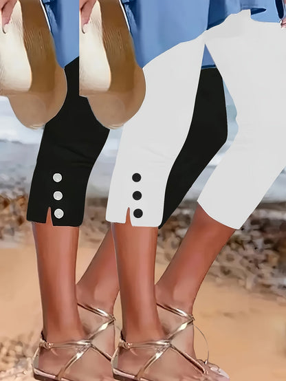 Women's Pants - Stretch Comfort – Black & White – Black option – main product image