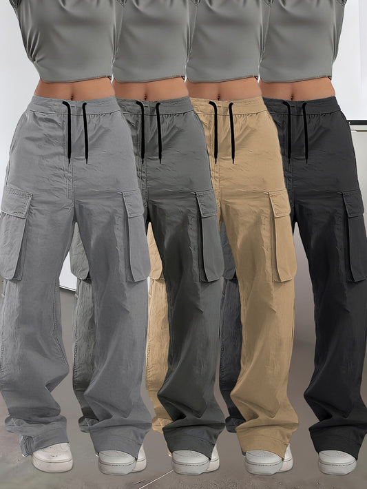 Women's Pants - Stretch Comfort – Black Dark Gray Light Grey Khaki – main product image