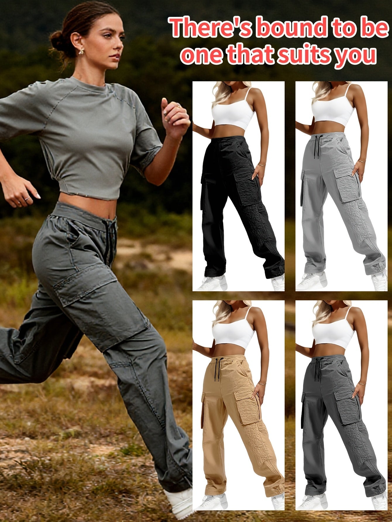 Women's Pants - Stretch Comfort – Black Dark Gray Light Grey Khaki – view 2