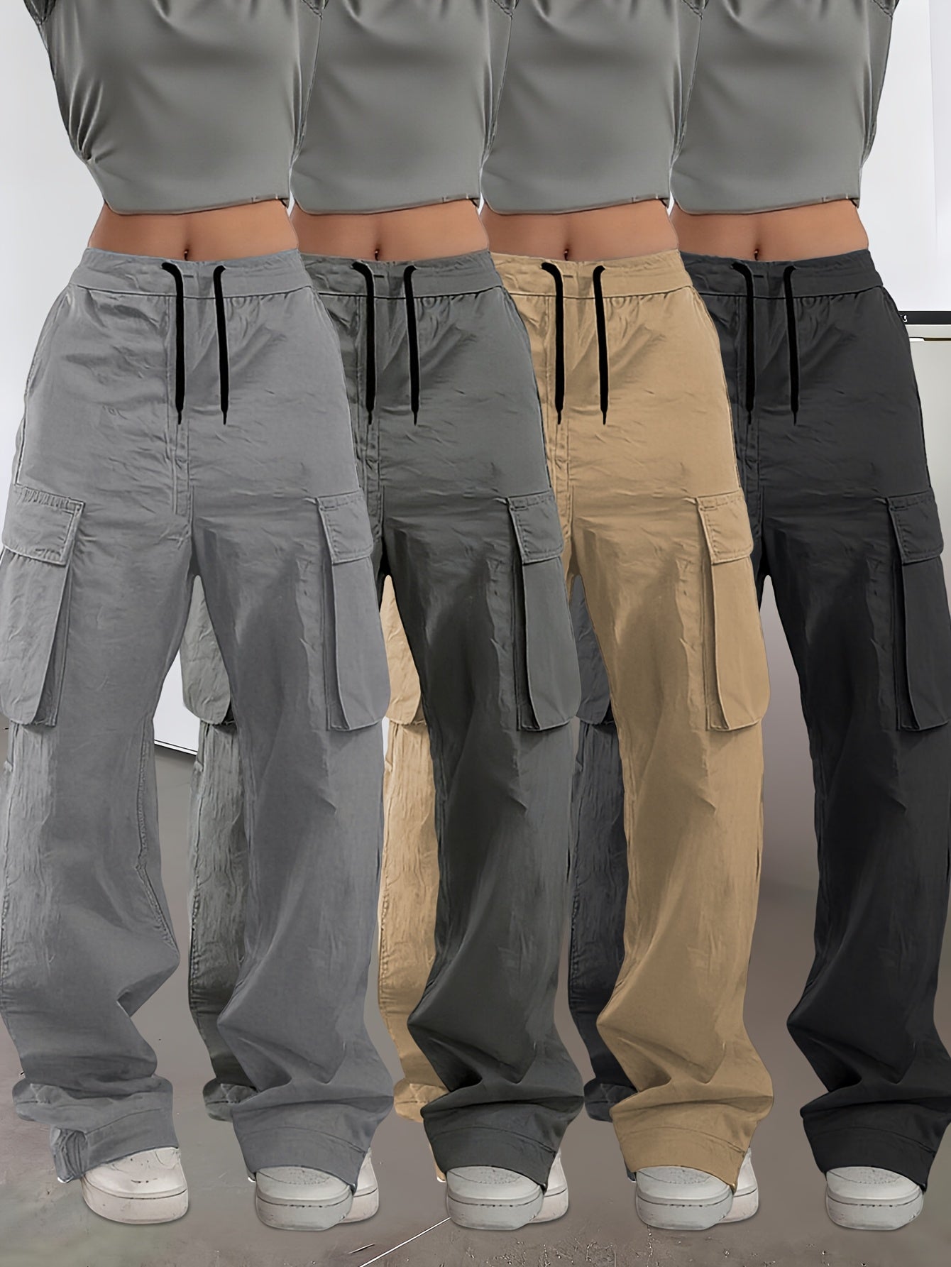Women's Pants - Stretch Comfort – Black Dark Gray Light Grey Khaki – view 20