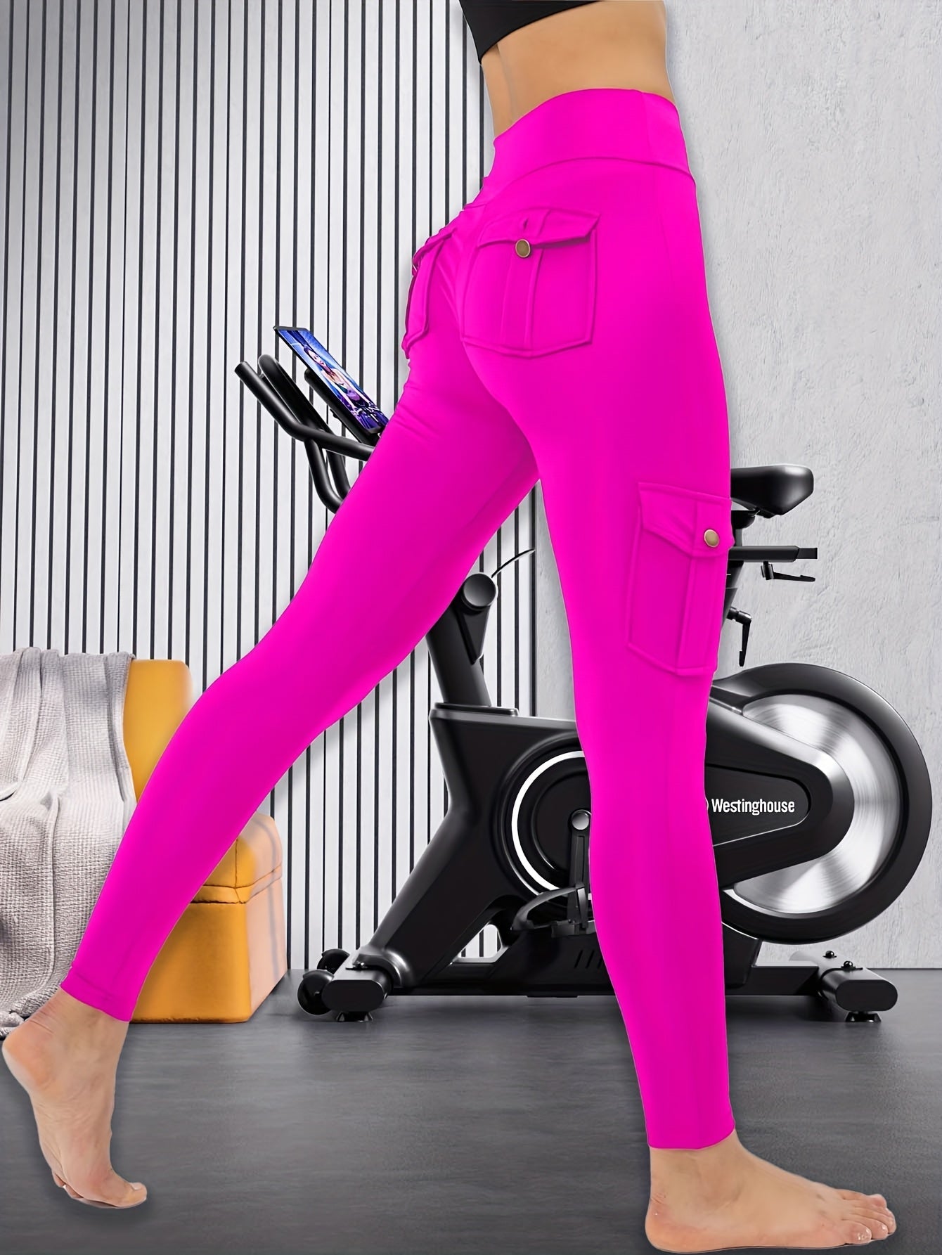 Women's Pants - Stretch Comfort – Bright Pink Color / Red detail view