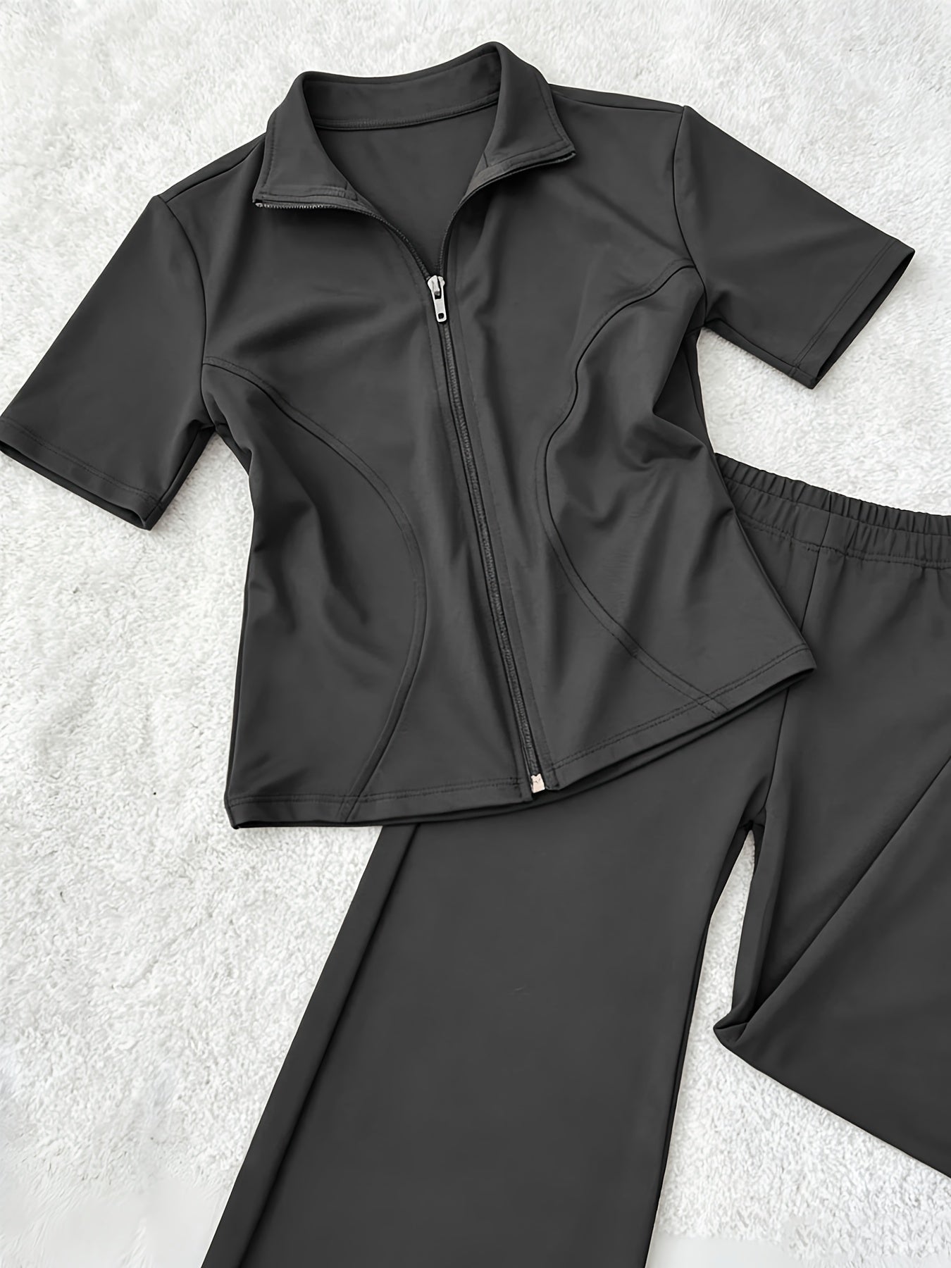 Women's Pants - Stretch Comfort – Grey / Coffee Brown detail view