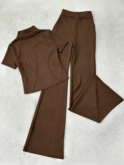 Women's Pants - Stretch Comfort – Grey / Coffee Brown detail view