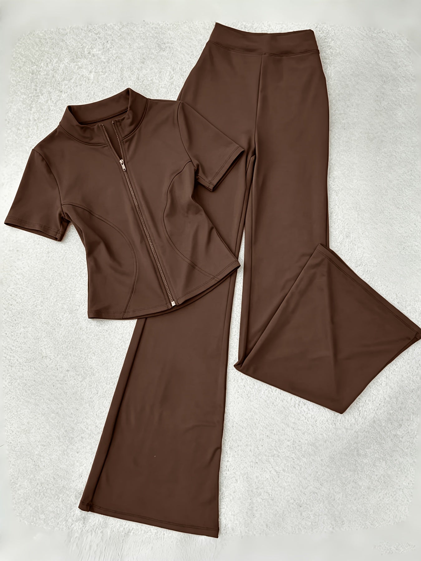 Women's Pants - Stretch Comfort – Grey / Coffee Brown detail view