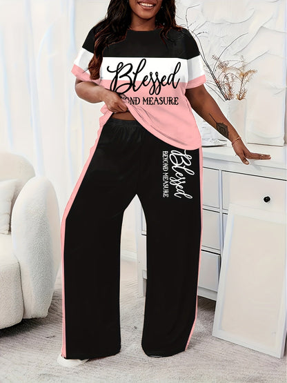 Women's Pants - Striped Design – Pink / Blue detail view